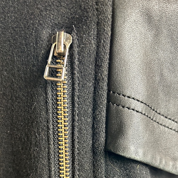 Leather and wool blend coat - Picture 7 of 12